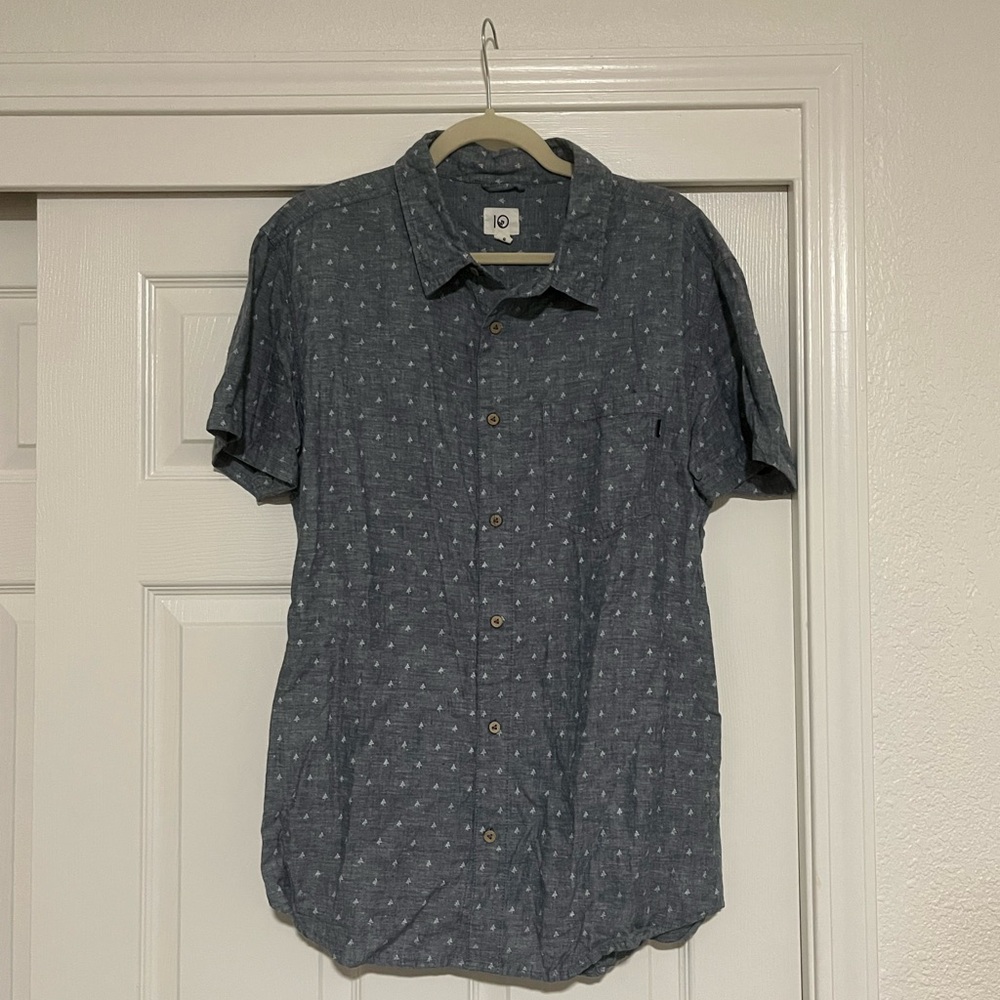 tentree Men's Gray Patterned Casual Shirt